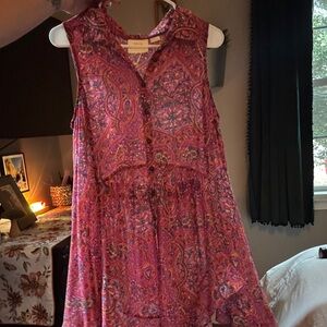 Marve by Anthropologie Sheer Pink Paisley Sleeveless Dress